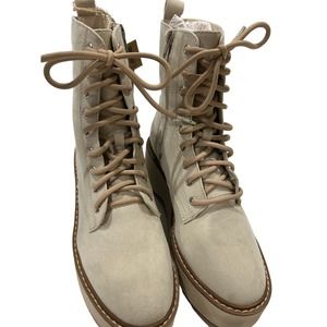Steve Madden Off-white faux suede Stormyy Cool Planet platform combat boots